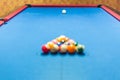 Balls racked on pool table Royalty Free Stock Photo