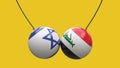 Balls on the ropes in the colors of the national flags of Israel and the Iraq collided with each other against a neutral