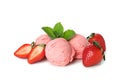 Balls of strawberry ice cream isolated on white background Royalty Free Stock Photo