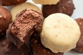 Balls of vanilla and chocolate ice cream, close up Royalty Free Stock Photo