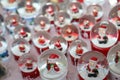 Balls with water inside and Santa Claus as Christmas decoration Royalty Free Stock Photo