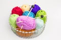 Balls of wool with knitting needles Royalty Free Stock Photo