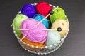 Balls of wool with knitting needles Royalty Free Stock Photo