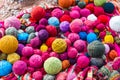 Balls of wool natural dyeing Royalty Free Stock Photo