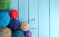 Balls of yarn in different colors with knitting needles Royalty Free Stock Photo