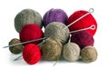 Balls of yarn in different colors with knitting needles. Royalty Free Stock Photo