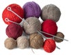 Balls of yarn in different colors with knitting needles. Royalty Free Stock Photo