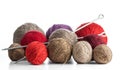 Balls of yarn in different colors with knitting needles. Royalty Free Stock Photo