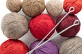 Balls of yarn in different colors with knitting needles. Royalty Free Stock Photo