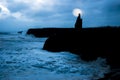 Ballybunion castle and cliffs during storm Royalty Free Stock Photo