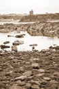 Ballybunion castle kelp covered rocks view Royalty Free Stock Photo