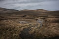 Wet bogland at the edge of Wild Nephin National Park in Ireland.