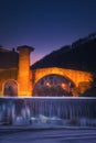 Balmaseda bridge at night with Cadagua river Royalty Free Stock Photo