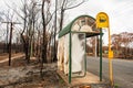Australian bushfire aftermath: Bus stop partly melted due to extremly heat of severe bushfire at
