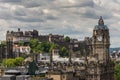 Balmoral Clock Tower and Castle from Calton Hill, Edinburgh, Scotland, UK.