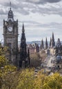 Balmoral Clock Tower and Princes Street in Edinburgh