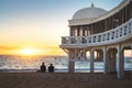 Balneario de la Palma Building at La Caleta Beach at sunset - Cadiz, Andalusia, Spain Royalty Free Stock Photo