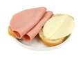 Baloney and provolone cheese sandwich Royalty Free Stock Photo