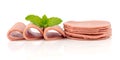 Baloney sausage - food on white background Royalty Free Stock Photo
