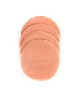 Baloney sausage slices on white Royalty Free Stock Photo