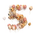 Baloon bunch in form of number i five 5 solated on white. Text letter for age, holiday, birthday, celebration