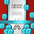 Grand opening cutting blue ribbon luxury party celebration Royalty Free Stock Photo