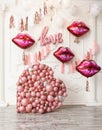 Baloon Pink heart Background indoor Love decorations