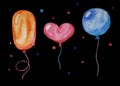 Baloons icon in cartoon style isolated on background. Different shapes.