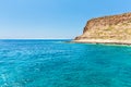 Balos bay. View from Gramvousa Island, Crete in Greece.Magical turquoise waters, lagoons, beaches of pure white sand. Royalty Free Stock Photo