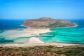 Balos beach and Gramvousa island near Kissamos in Crete Greece Royalty Free Stock Photo