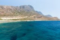 Balos beach. View from Gramvousa Island, Crete in Greece.Magical turquoise waters, lagoons, beaches Royalty Free Stock Photo