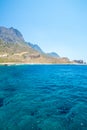 Balos beach. View from Gramvousa Island, Crete in Greece.Magical turquoise waters, lagoons, beaches of pure white sand. Royalty Free Stock Photo