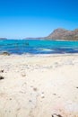 Balos beach. View from Gramvousa Island, Crete in Greece.Magical turquoise waters, lagoons, beaches of pure white sand. Royalty Free Stock Photo