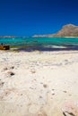 Balos beach. View from Gramvousa Island, Crete in Greece.Magical turquoise waters, lagoons, beaches of pure white sand. Royalty Free Stock Photo