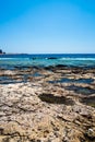 Balos beach. View from Gramvousa Island, Crete in Greece.Magical turquoise waters, lagoons, beaches of pure white sand. Royalty Free Stock Photo