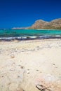 Balos beach. View from Gramvousa Island, Crete in Greece.Magical turquoise waters, lagoons, beaches of pure white sand. Royalty Free Stock Photo