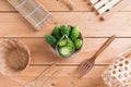 Balsam apple, Balsam pear, Bitter cucumber , Bitter gourd , Stuffed bitter gourd, karela on wood background Royalty Free Stock Photo