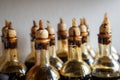 balsamic vinegar of modena aging in barrels for 20 years cruets in restaurants