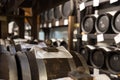 Balsamic vinegar wooden barrels storing and aging