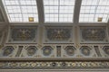 Ceiling detail and skylight in The Hermitage St Petersburg Russia.