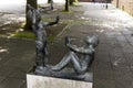 Spielende Kinder Playing Children Statue near St Mary`s Church Rostock Germany Royalty Free Stock Photo