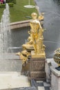 Golden Statue of the Grand Cascade in Peterhof Palace St Petersburg Russia Royalty Free Stock Photo