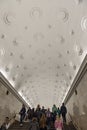 Ceiling in Vladimirskya metro station St Petersburg Russia.