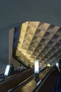 Escalator and ceiling in a Metro station St Petersburg Russia Royalty Free Stock Photo