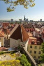 Rooftops in old town with new Tallinn behind. Royalty Free Stock Photo