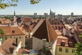 Rooftops in old town with new Tallinn behind. Royalty Free Stock Photo