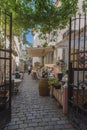 Courtyard restaurant on a side street Tallinn Estonia