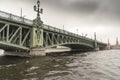 Troitskiy Bridge, St Petersburg, from the Neva River Royalty Free Stock Photo