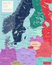 Baltic region detailed editable map