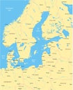 Baltic Sea Area Map - Vector Illustration